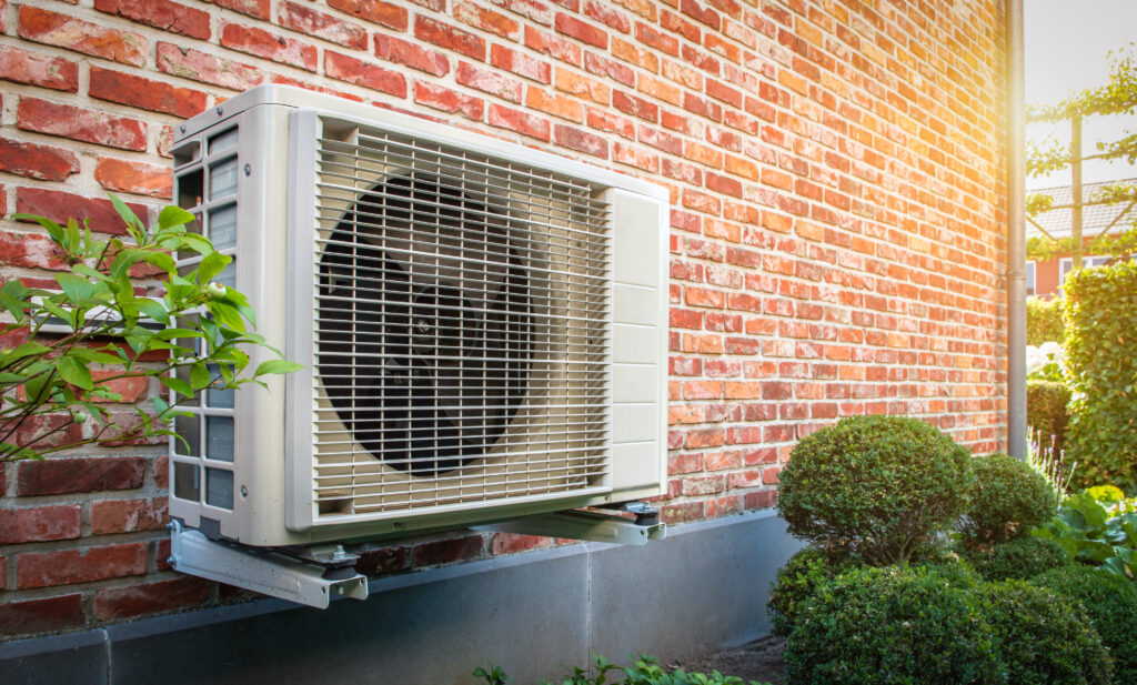 Heat pump outside of a Central Massachusetts home